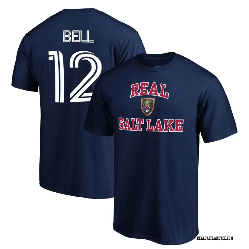 Men's Real Salt Lake ＃12 Matthew Bell Navy Name & Number Heart And Soul T-Shirt