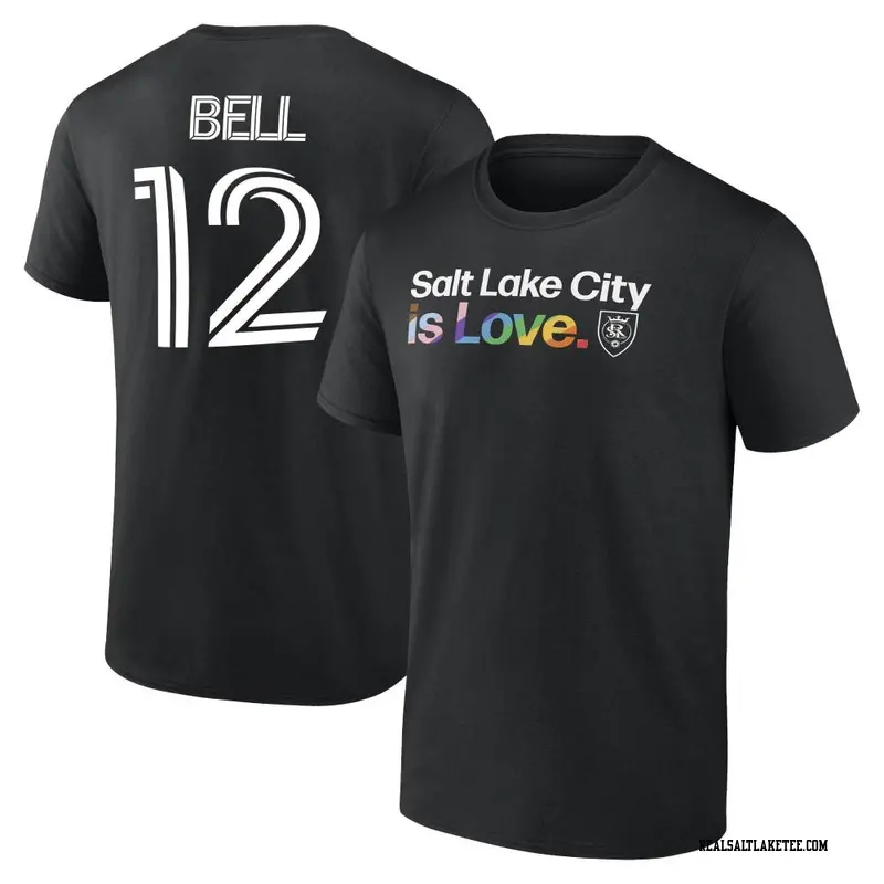 Youth Real Salt Lake ＃12 Matthew Bell Black Name & Number City Pride T-Shirt