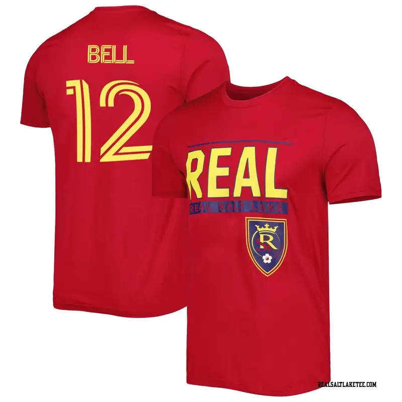 Youth Real Salt Lake ＃12 Matthew Bell Red Name & Number Club Performance T-Shirt