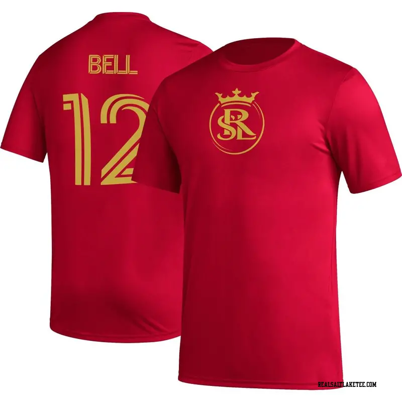 Youth Real Salt Lake ＃12 Matthew Bell Red Name & Number Icon T-Shirt